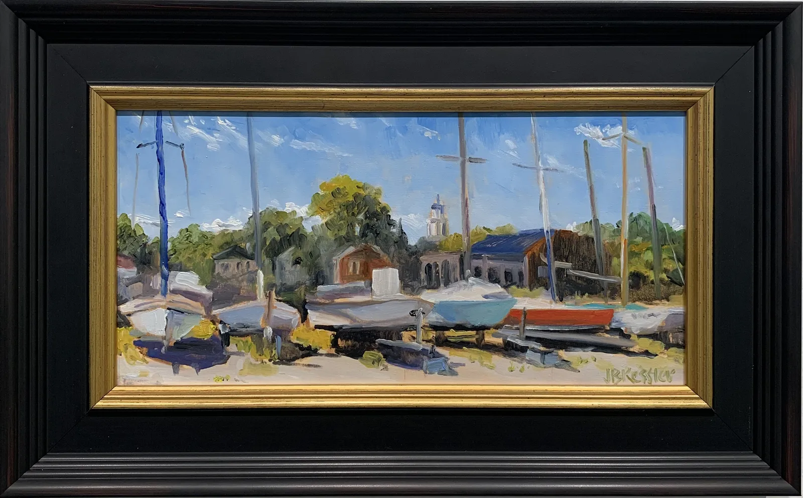 John Kessler, Yacht Club Lineup , Newburyport, 15.5x11.6