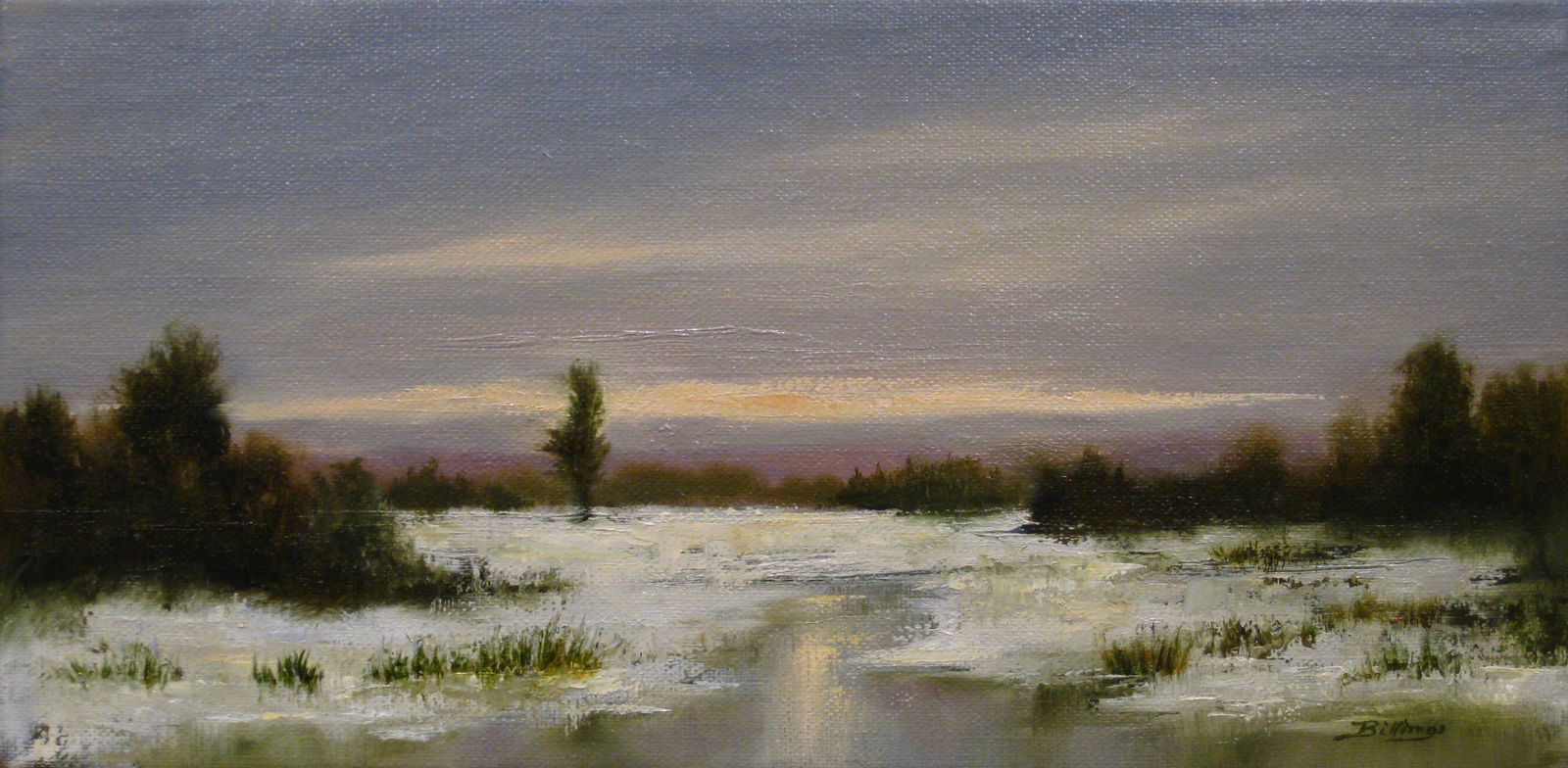 Penny Billings, Marsh Sunset, Winter, 8x14