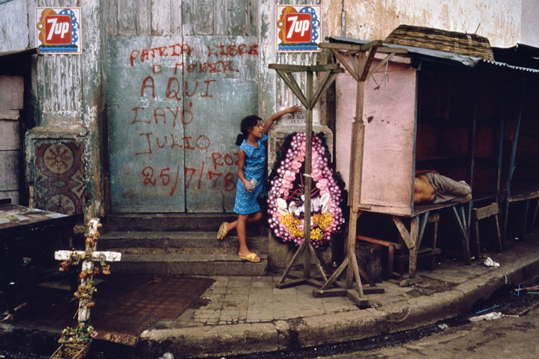 Exclusive Editions, Susan Meiselas, Memorial honoring student martyrs who were killed in the attack on the market. Juigalpa, Nicaragua, 1978