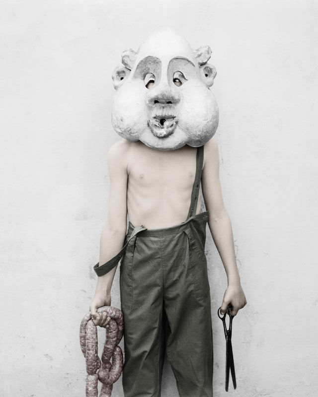 Vee Speers, Untitled #44 (Boy with sausages & mask), 2007