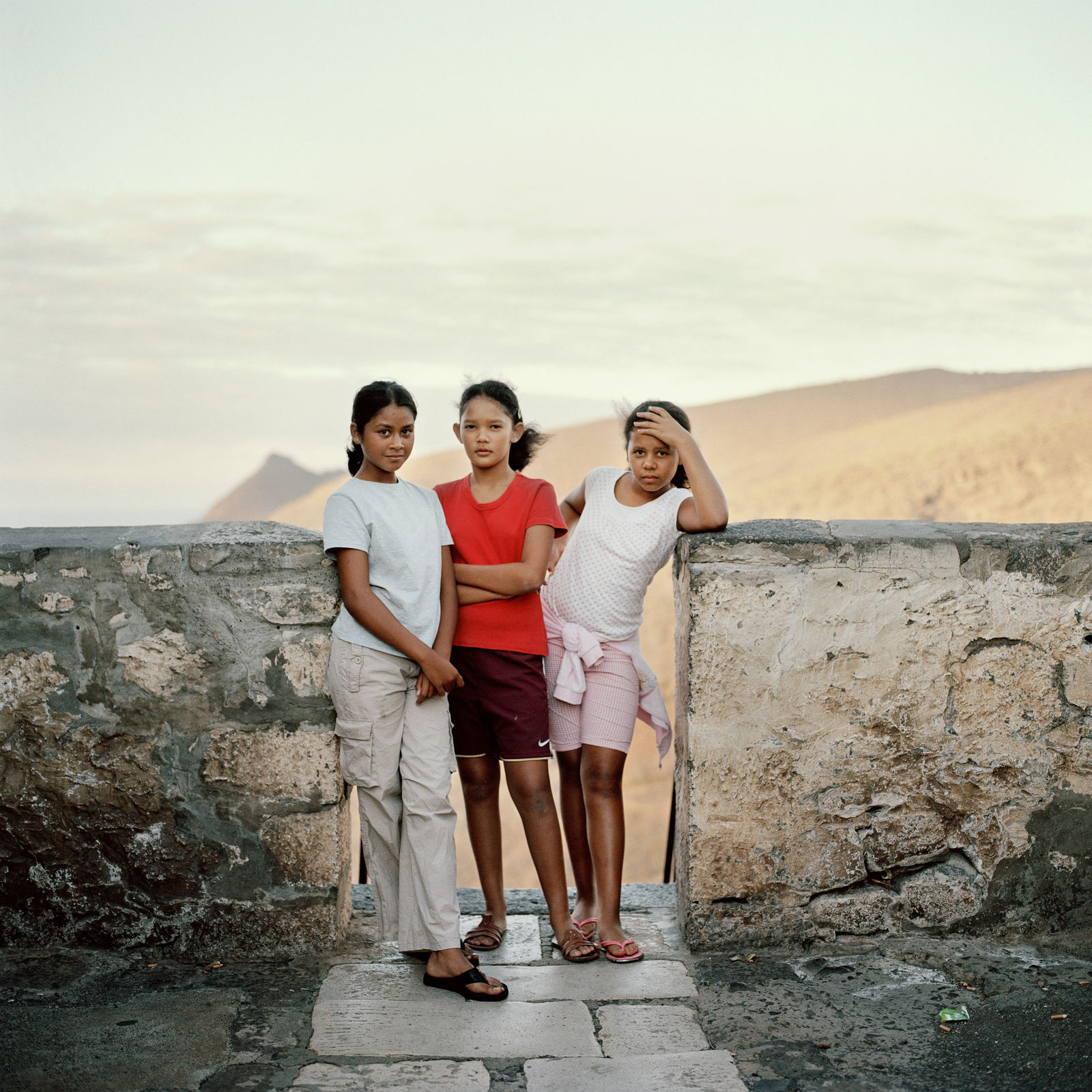 Jon Tonks, Santara, Britney and Rebecca, top of Jacob’s Ladder, St Helena, 2013