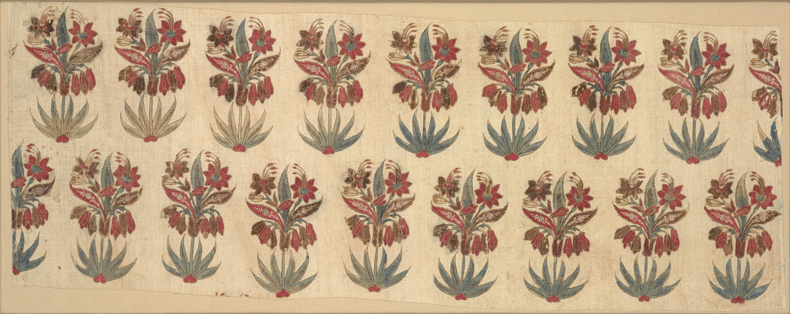 South-East Asia, Coromandel Coast, Probably Petaboli In The Sultanate Of Golconda, Two Rows Of Flowering Plants, From The Amber Group Of Chintzes, Mid. 17th Century
