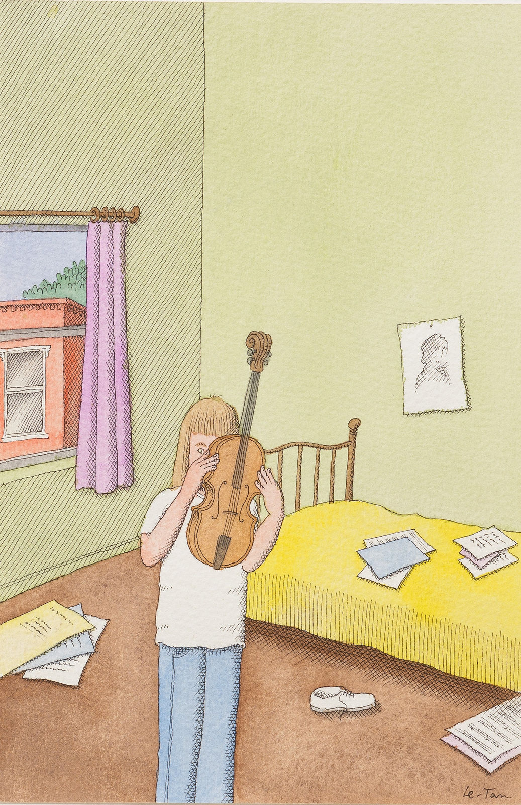 Pierre Le-Tan, Study for a Book Cover (Violin), 1990s