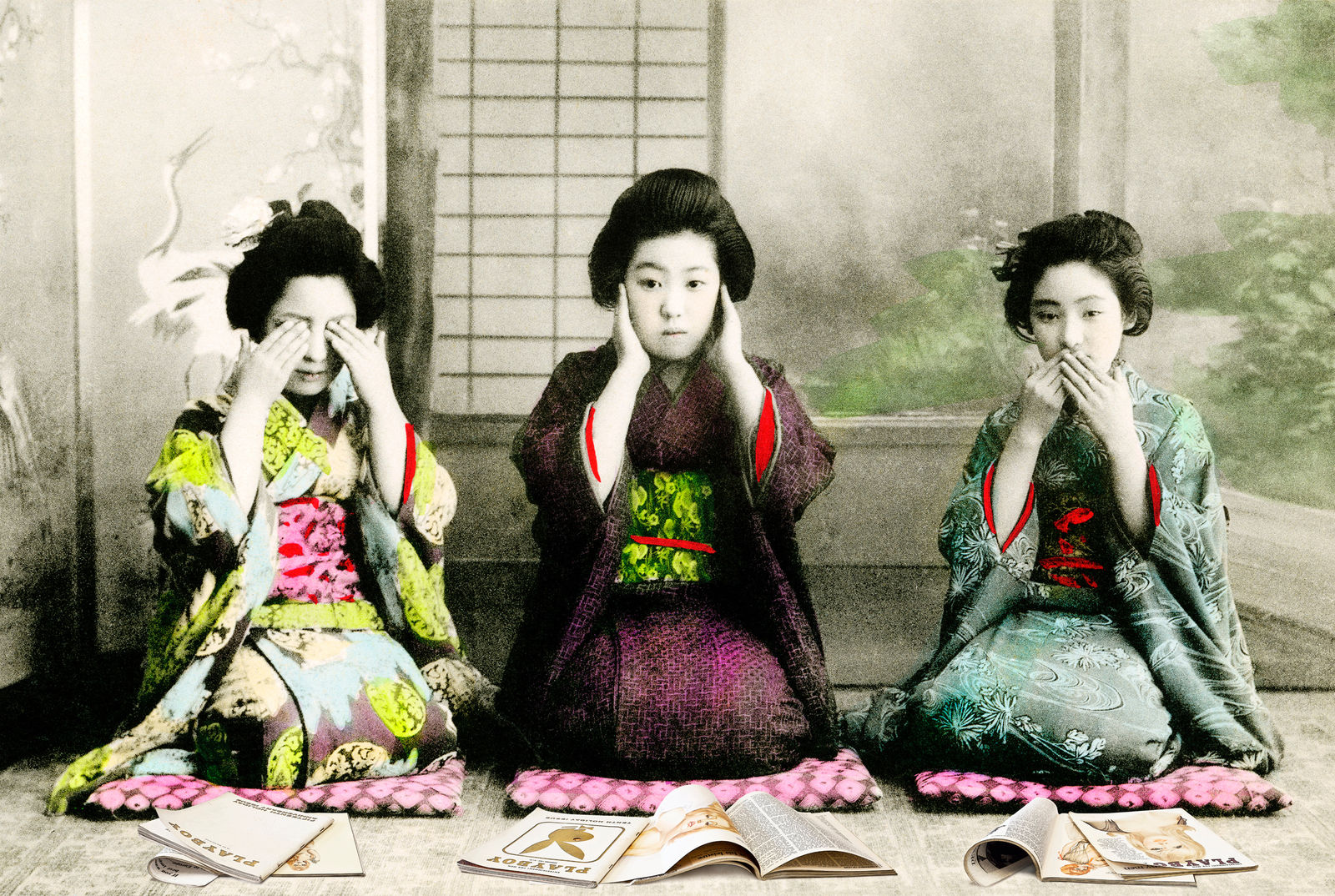 Gavin Mitchell, Artist, See No Speak No Hear No, Geisha Girls, TAP Galleries, Turner Art Perspective, Essex Art Gallery