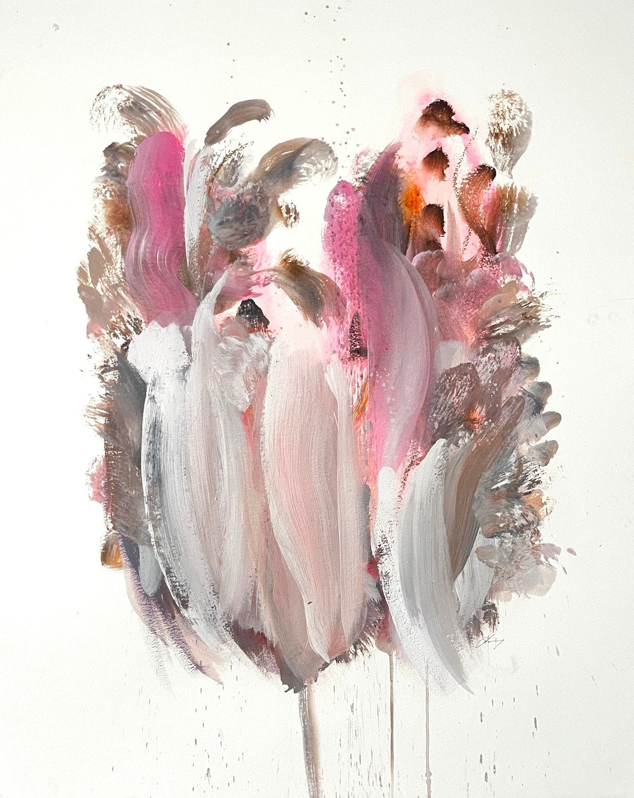 Beatriz Elorza, Artist, Rosea, Pink, Purple, Orange, Green, Floral, Flower, Turner Art Perspective, Essex Chelmsford Art Gallery