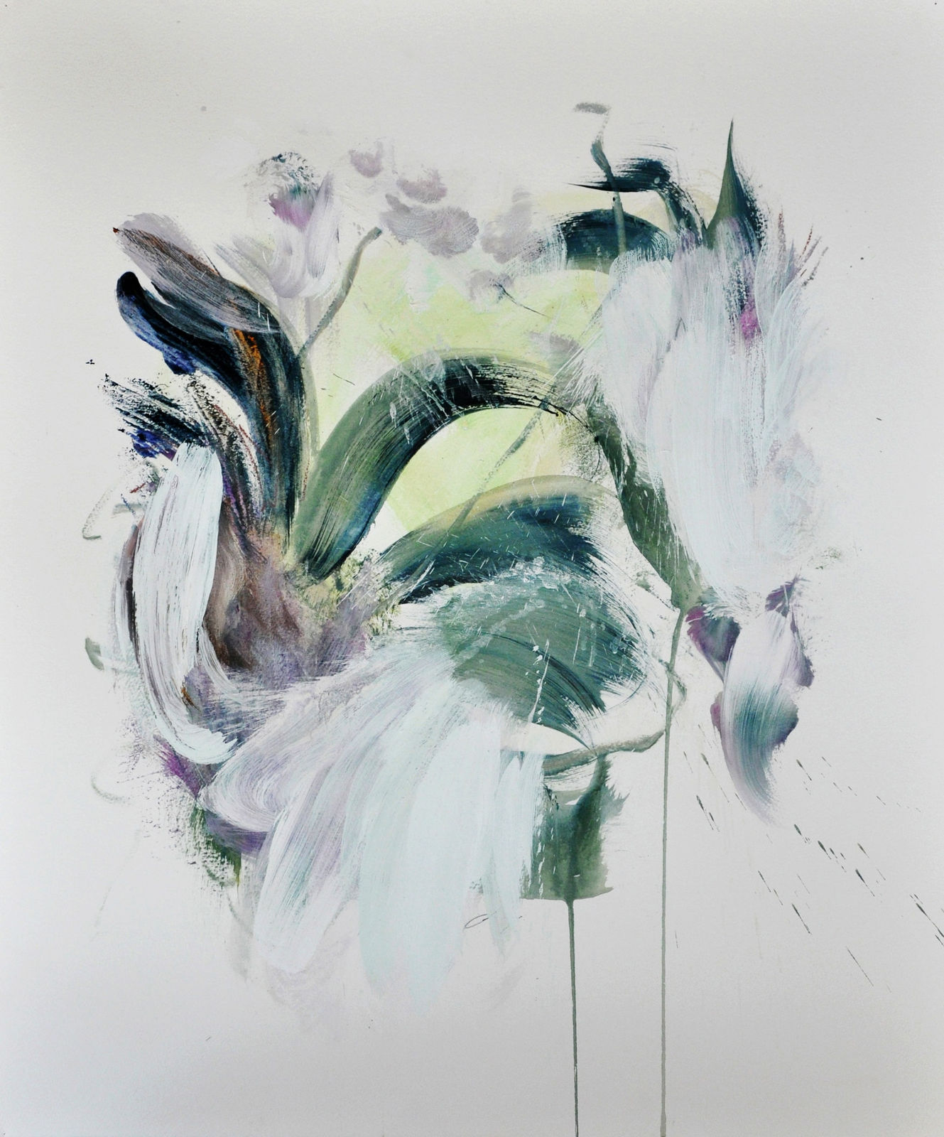 Beatriz Elorza green floral painting on paper