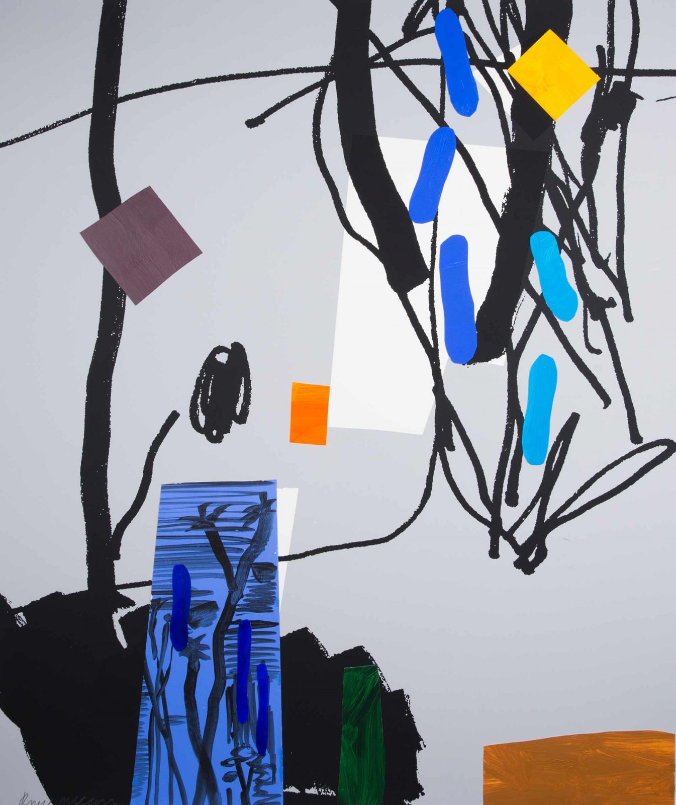 Bruce McLean grey monotype on paper