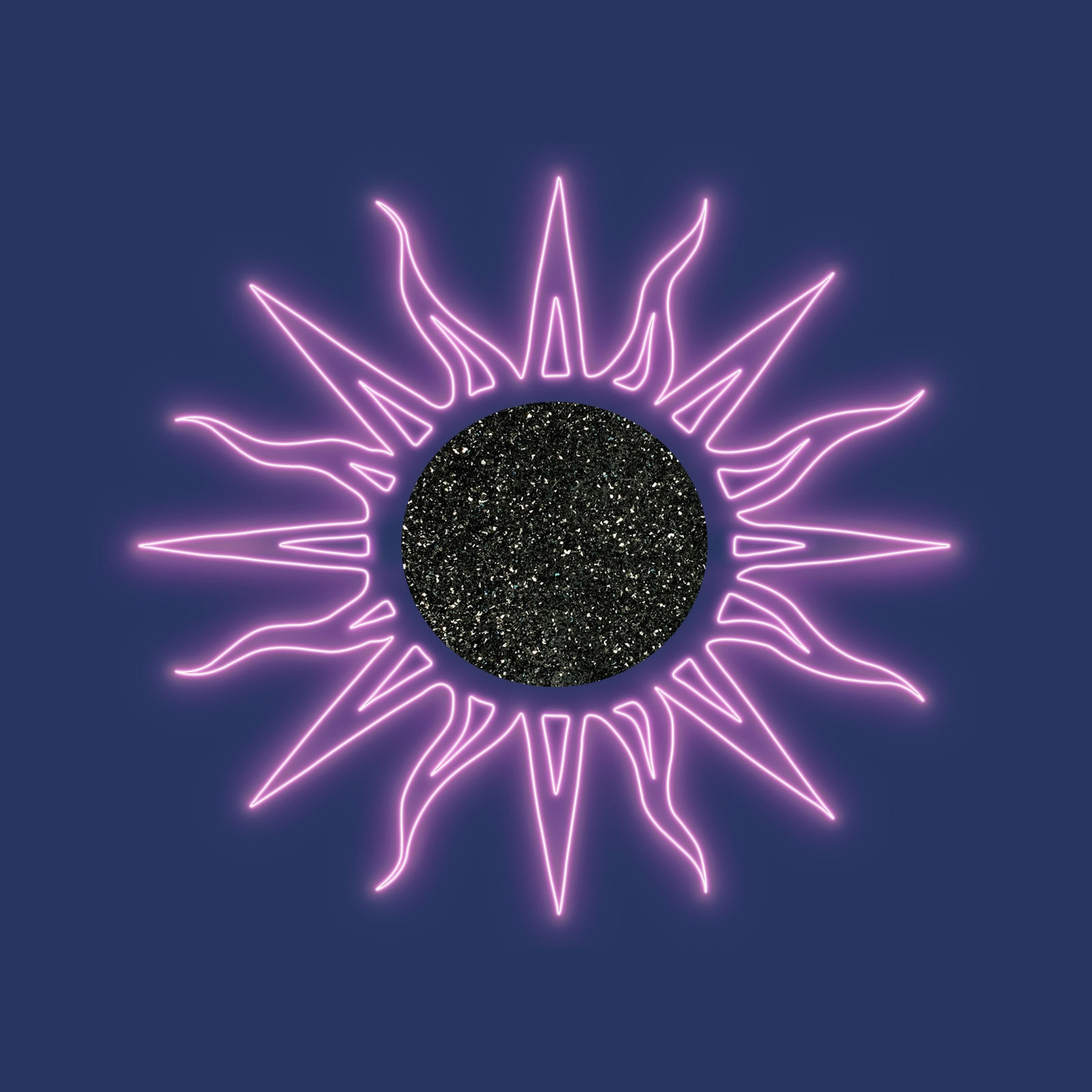 Lauren Baker, Xenox Sun (Pink), 2021, limited edition neon screen print with diamond dust. Contemporary neon typographic artwork exploring human connection and femininity - Available now through Turner Art Perspective, Essex Gallery.