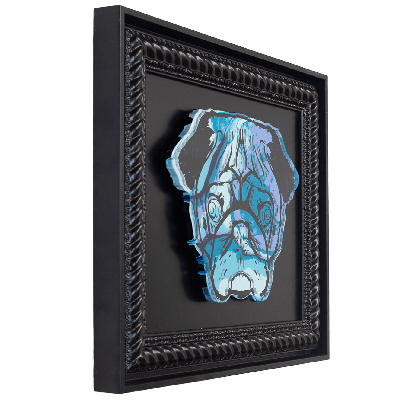 Lhouette, Andrew Milk, Artist, Collaboration, Pug Face, Original, Poured Paint, Panel Work, Framed, Turner Art Perspective Gallery