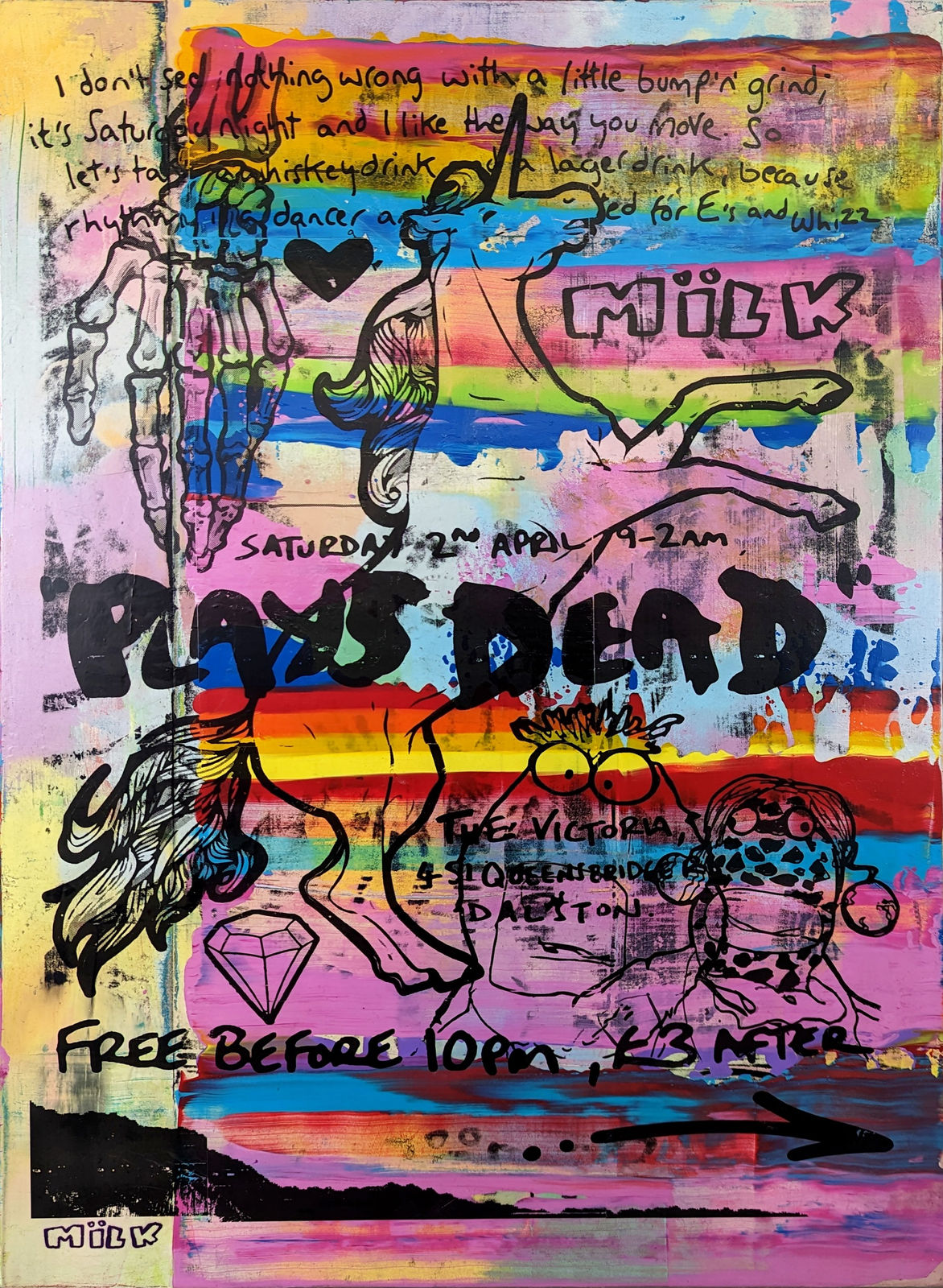Andrew Milk, Artist, Plays Dead: 'The Colour Band' Painted Poster, Original, Turner Art perspective, TAP Galleries, Essex Art Gallery