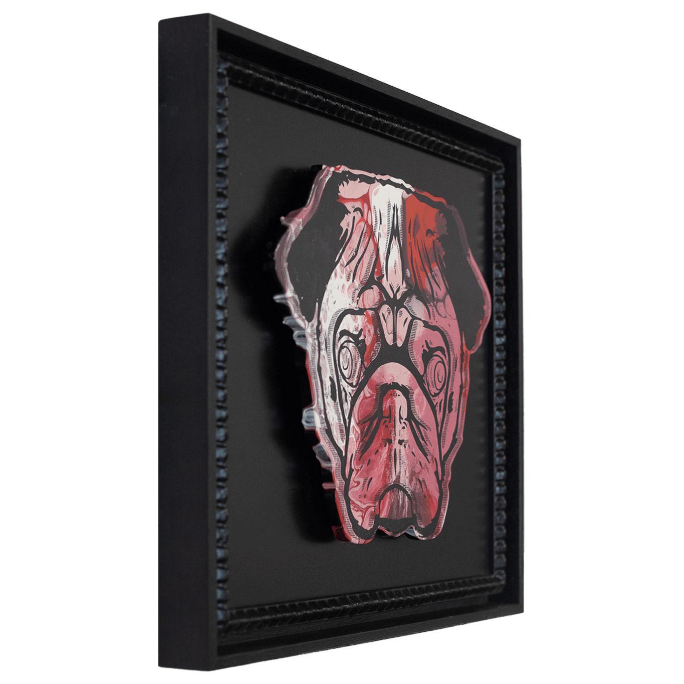 Lhouette, Andrew Milk, Artist, Collaboration, Pug Face, Original, Poured Paint, Panel Work, Framed, Turner Art Perspective Gallery