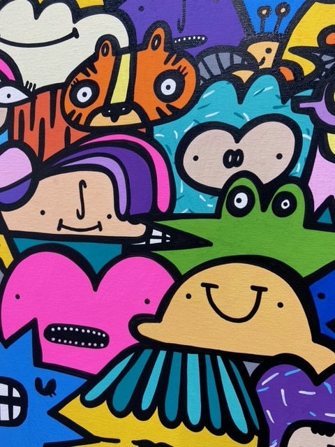 Cartoon street art style painting details