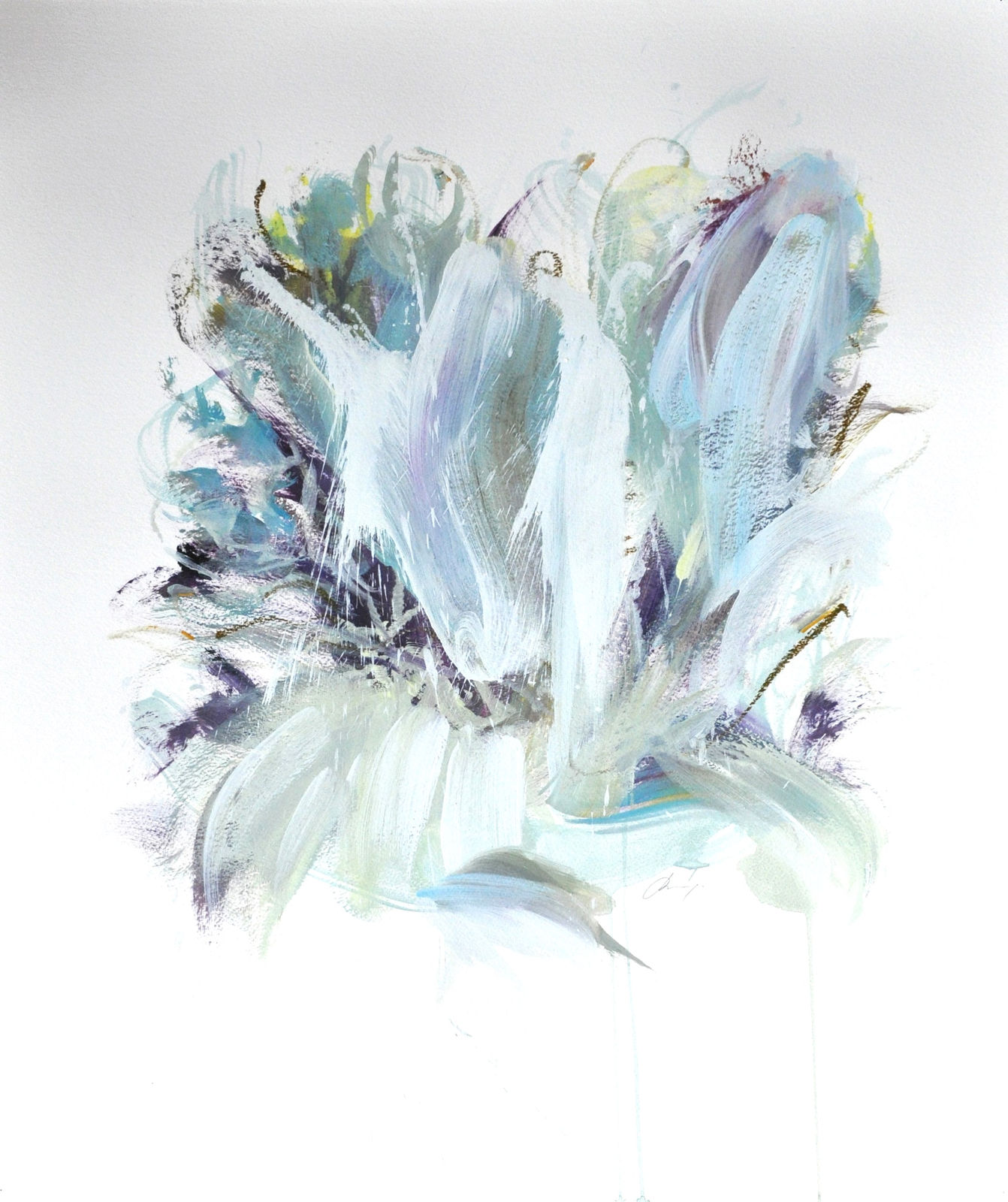 Beatriz Elorza blue floral painting on paper
