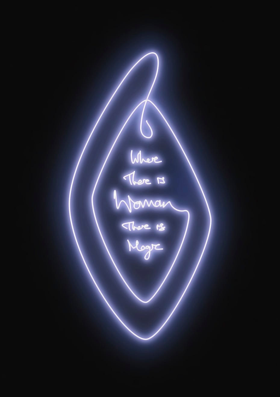 Lauren Baker, Women Magic (White Lavendar), 2021, limited edition neon screen print with diamond dust. Contemporary purple neon typographic artwork exploring human connection and femininity - Available now through Turner Art Perspective, Essex Gallery.