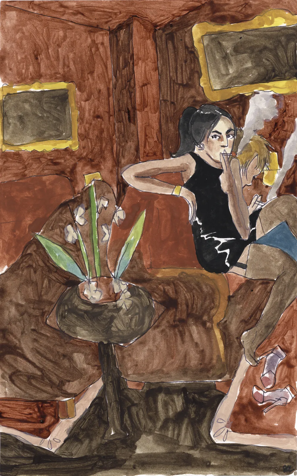 Spencer Chalk-Levy, Natasha smoking in the dark, 2014