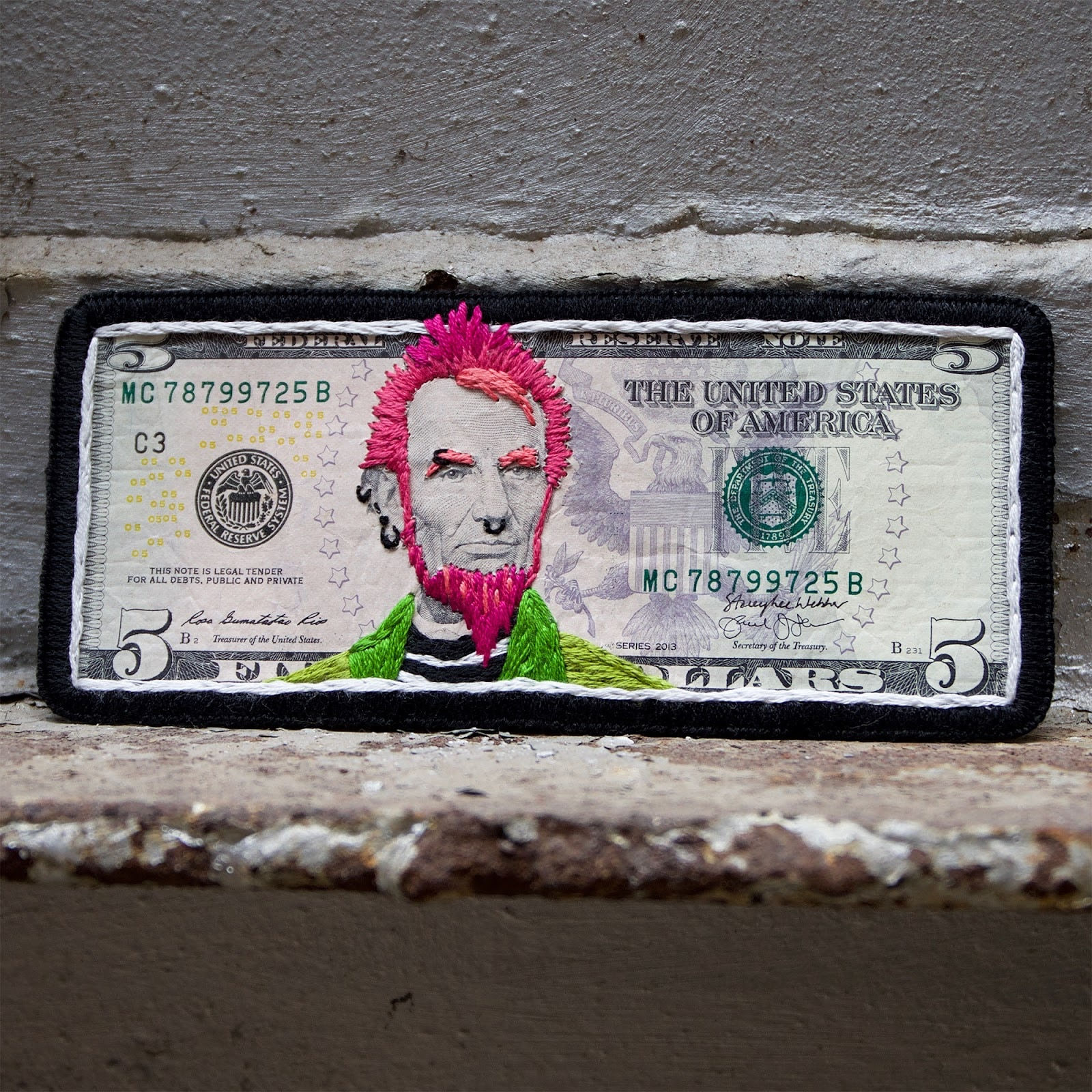 Stacey Lee Webber, Insurrection Bills: Lincoln Pink Punk, 2021