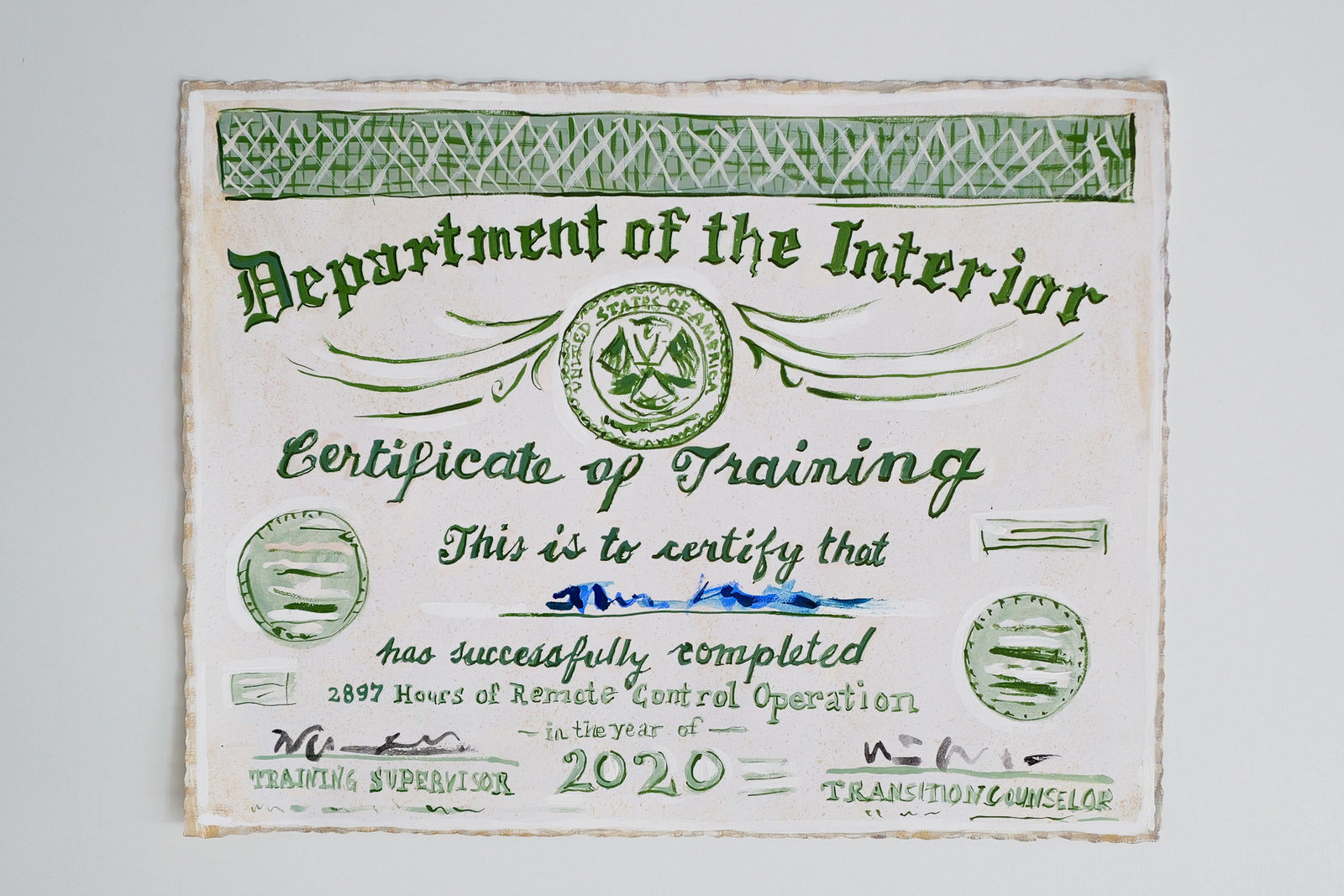 Jean Lowe, Certificate of Training, 2020