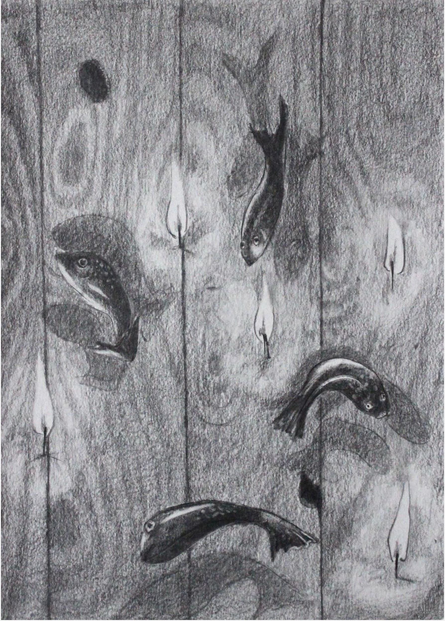 Rebecca Shmuluvitz, fishes, disembodied flames, 2020