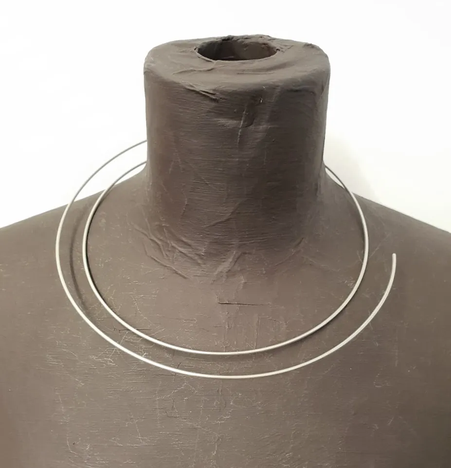 Tribal necklace – minimalist small torque - in recycled silver by contemporary tribal jewellery artist Ute Decker