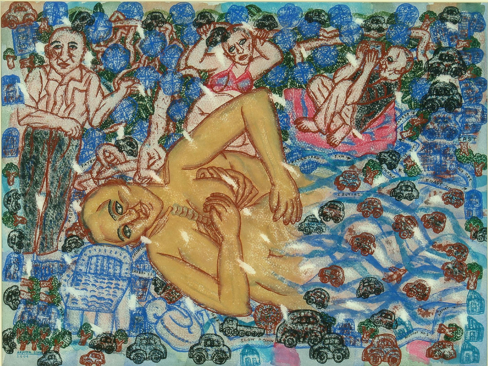Arpita Singh, To Shekhawati By Road, 2004