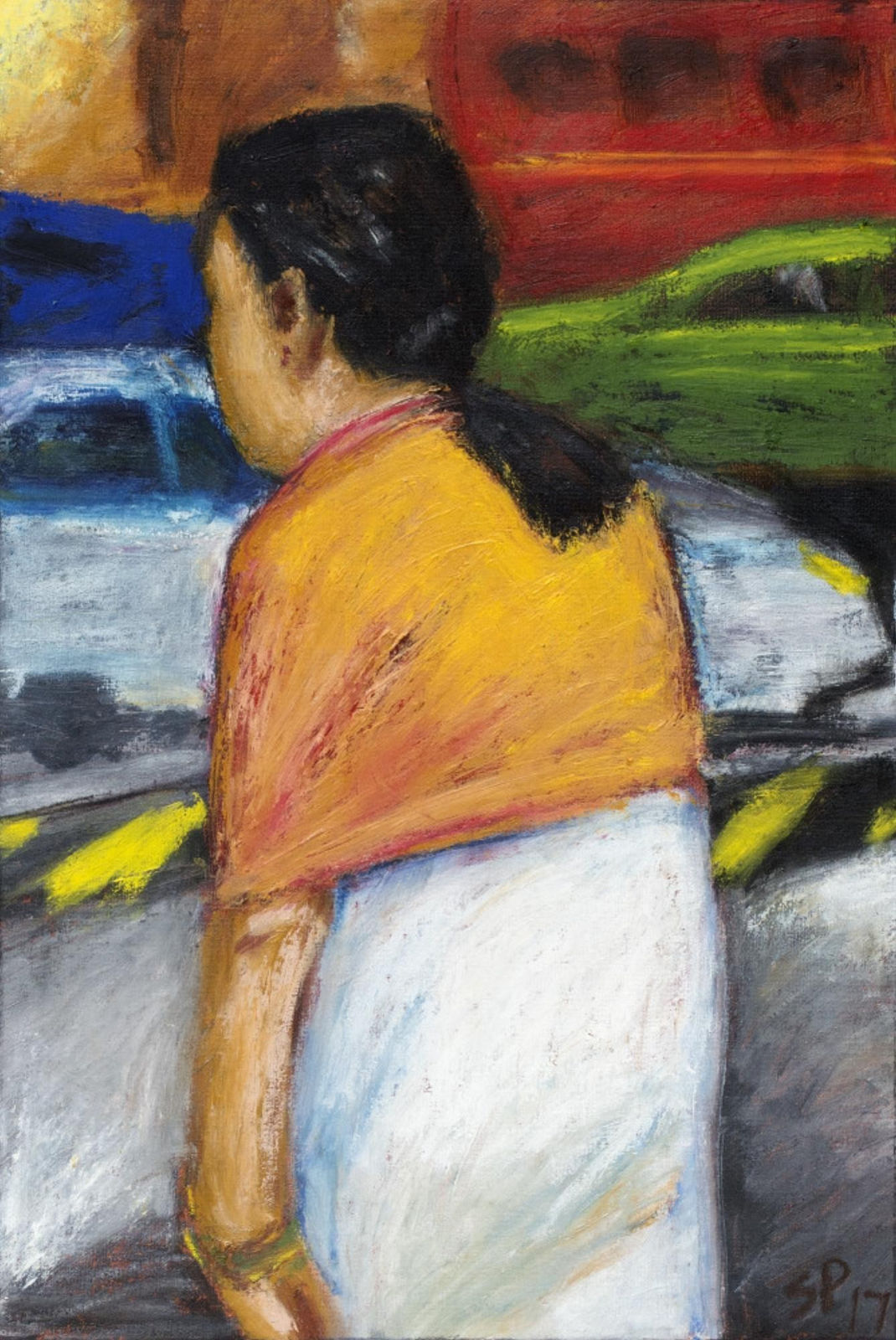 Sudhir Patwardhan, Woman with Shawl, 2016