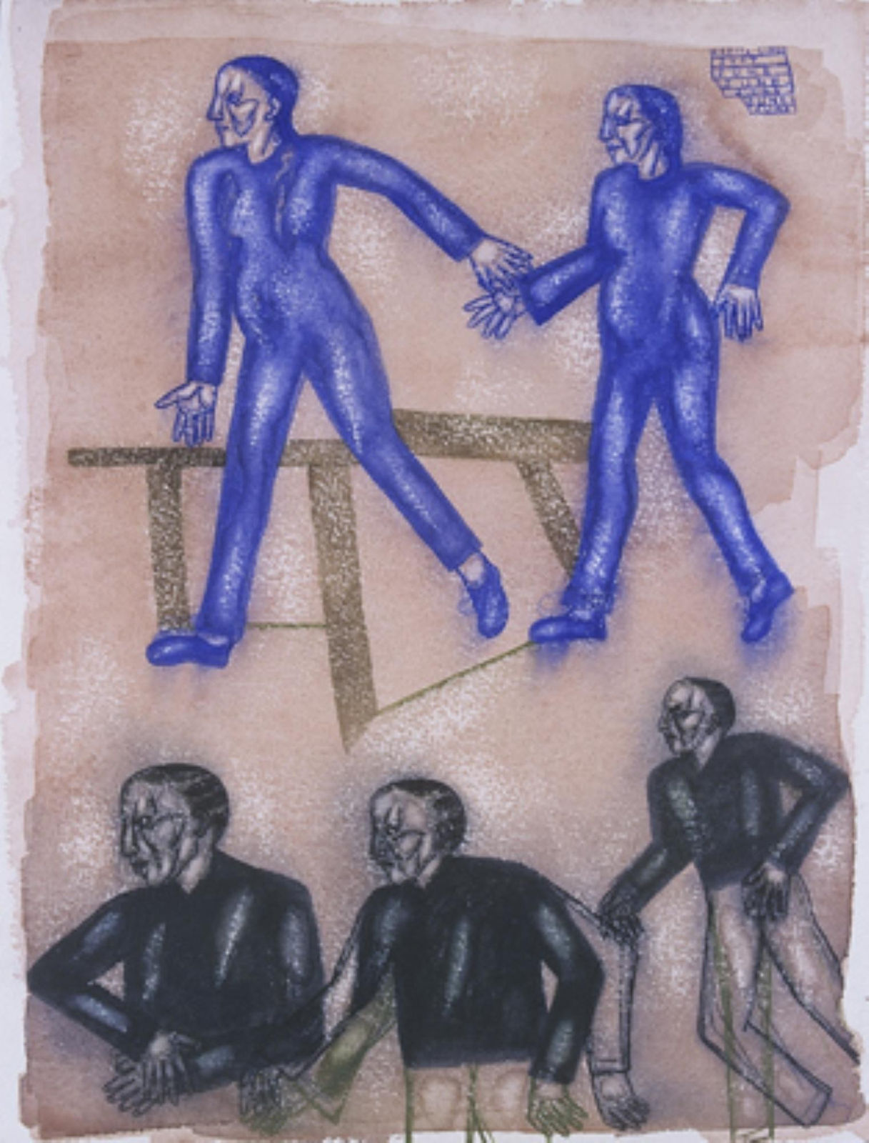 Arpita Singh, Women in Blue, Men in Black, 2007