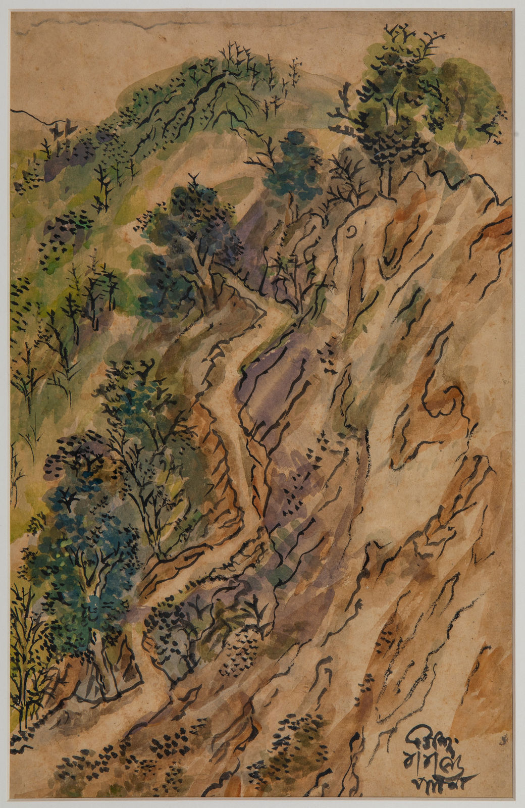 Benode Behari Mukherjee, Mussorie Landscape - Done in Patna, 1956