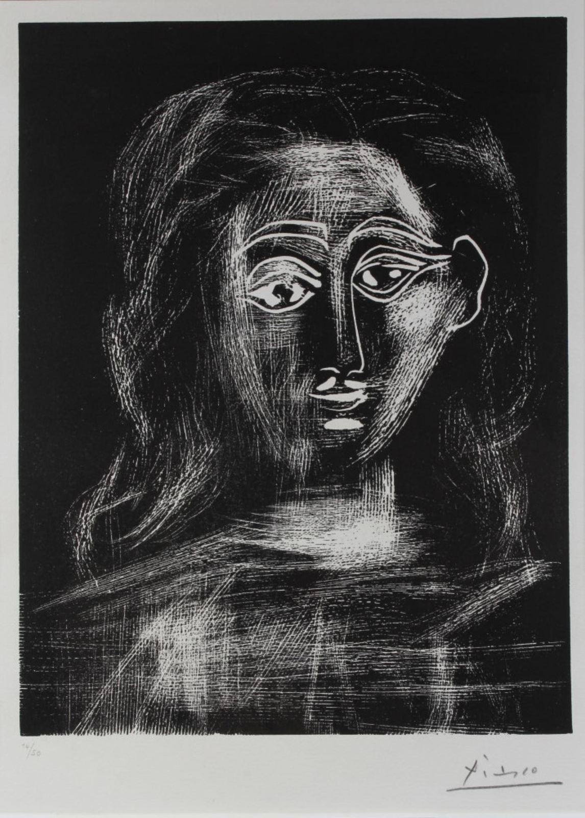 Pablo Picasso, Jacqueline aux chevaux flous, en buste Edition:14/50)