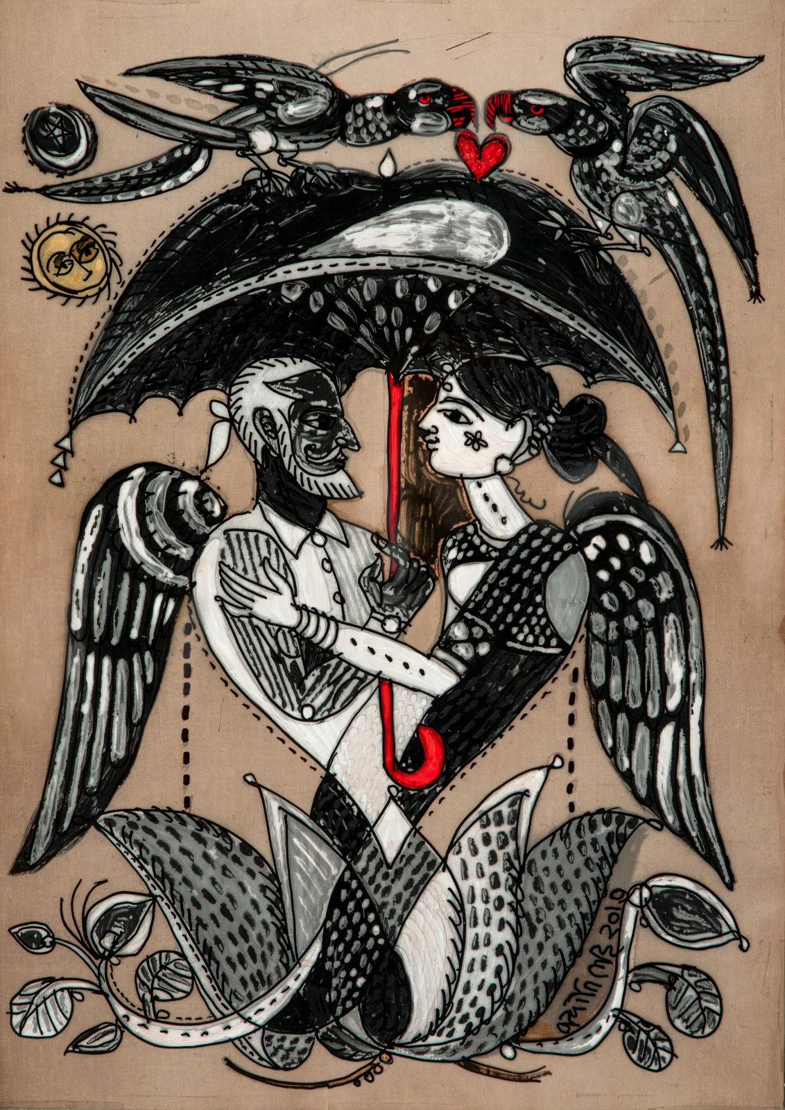 Jyoti Bhatt, Winged Couple , 2019