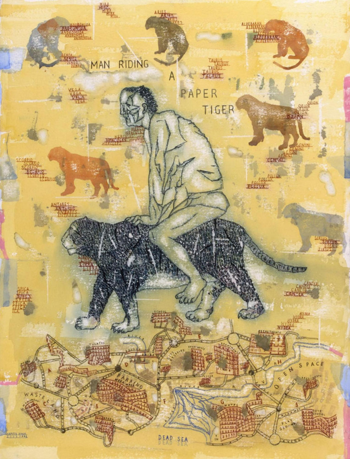 Arpita Singh, Man Riding A Paper Tiger, 2008