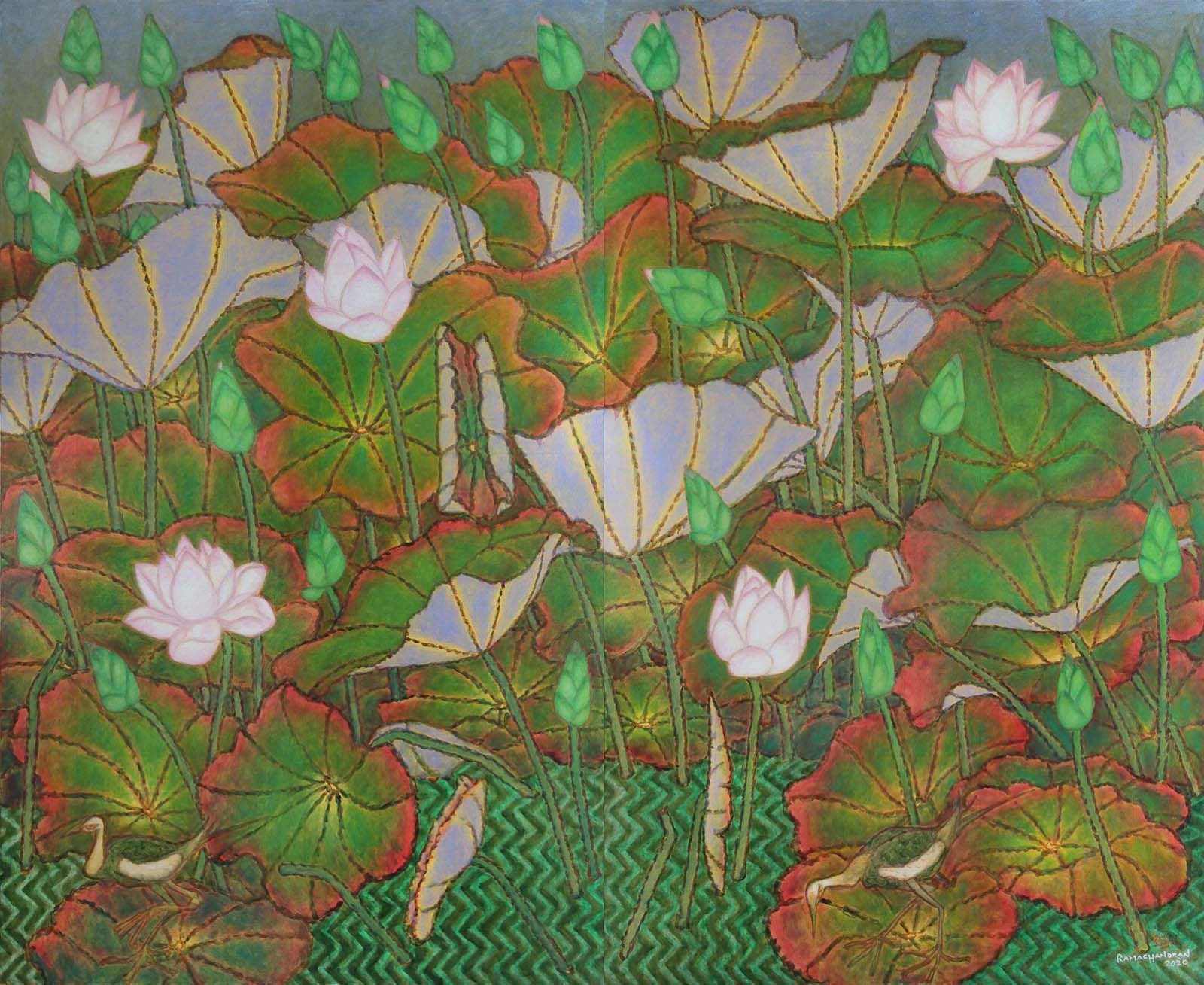 A. Ramachandran, Lotus Pond at Dawn, 2020