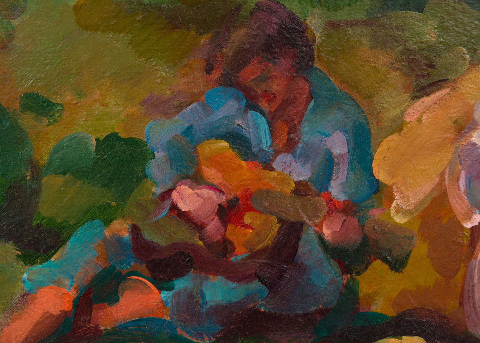 detail of an abstracted figurative painting