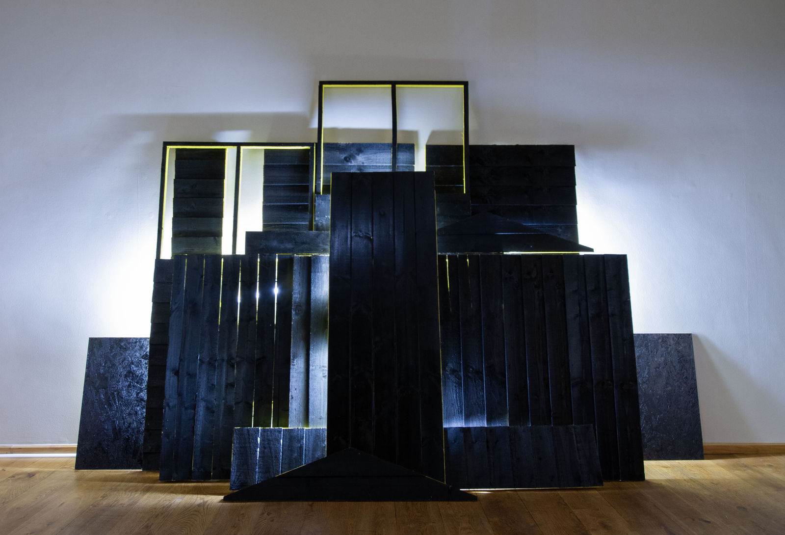 Nathaniel Rackowe, Black Shed Stacked, 2025