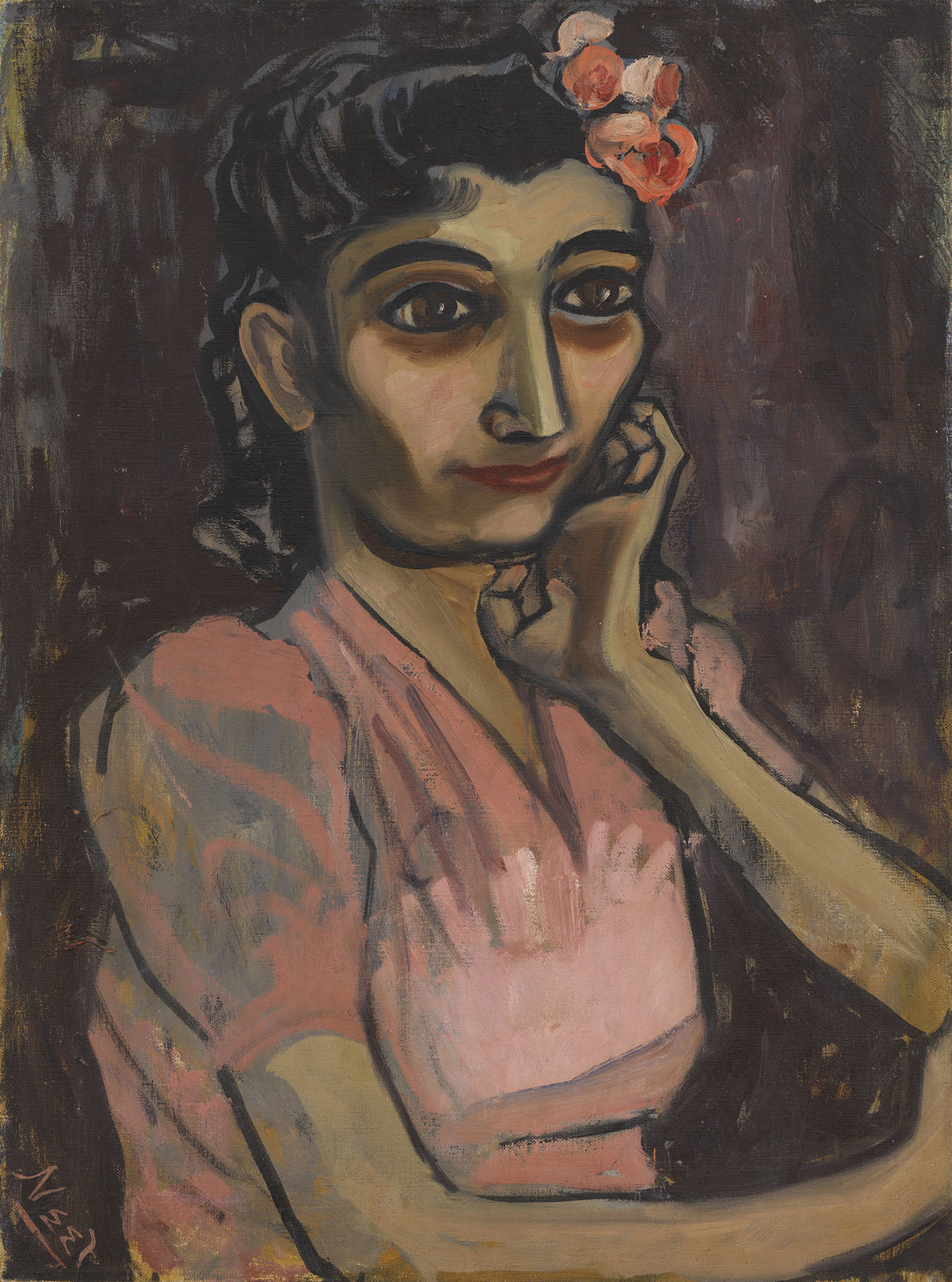 Alice Neel, Girl with Pink Flower, 1940s