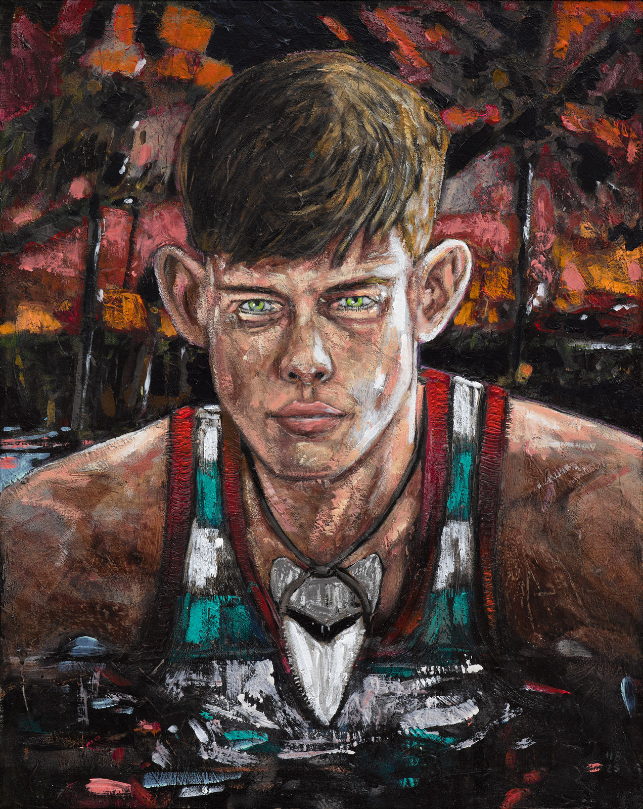 Hernan Bas, The Boy with the Shark Tooth Necklace, 2025