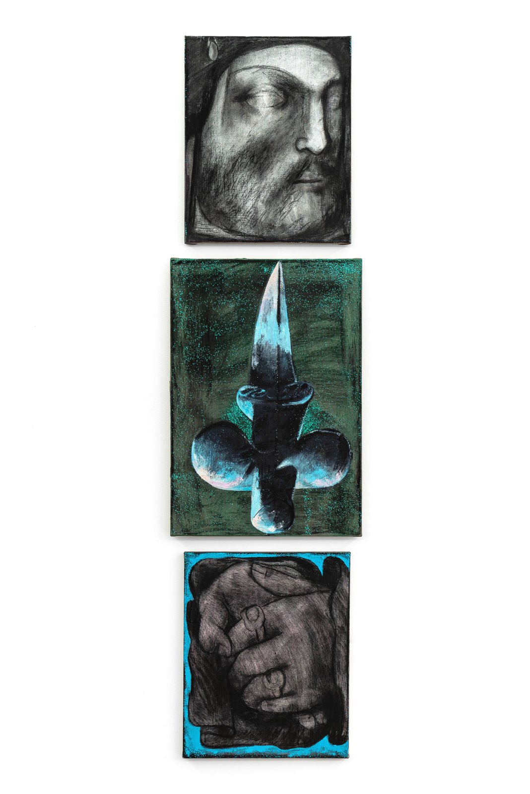 Alex Foxton, Henry VIII (profile), Holbein dagger, Hands of Jane Seymour, 2021, 2021