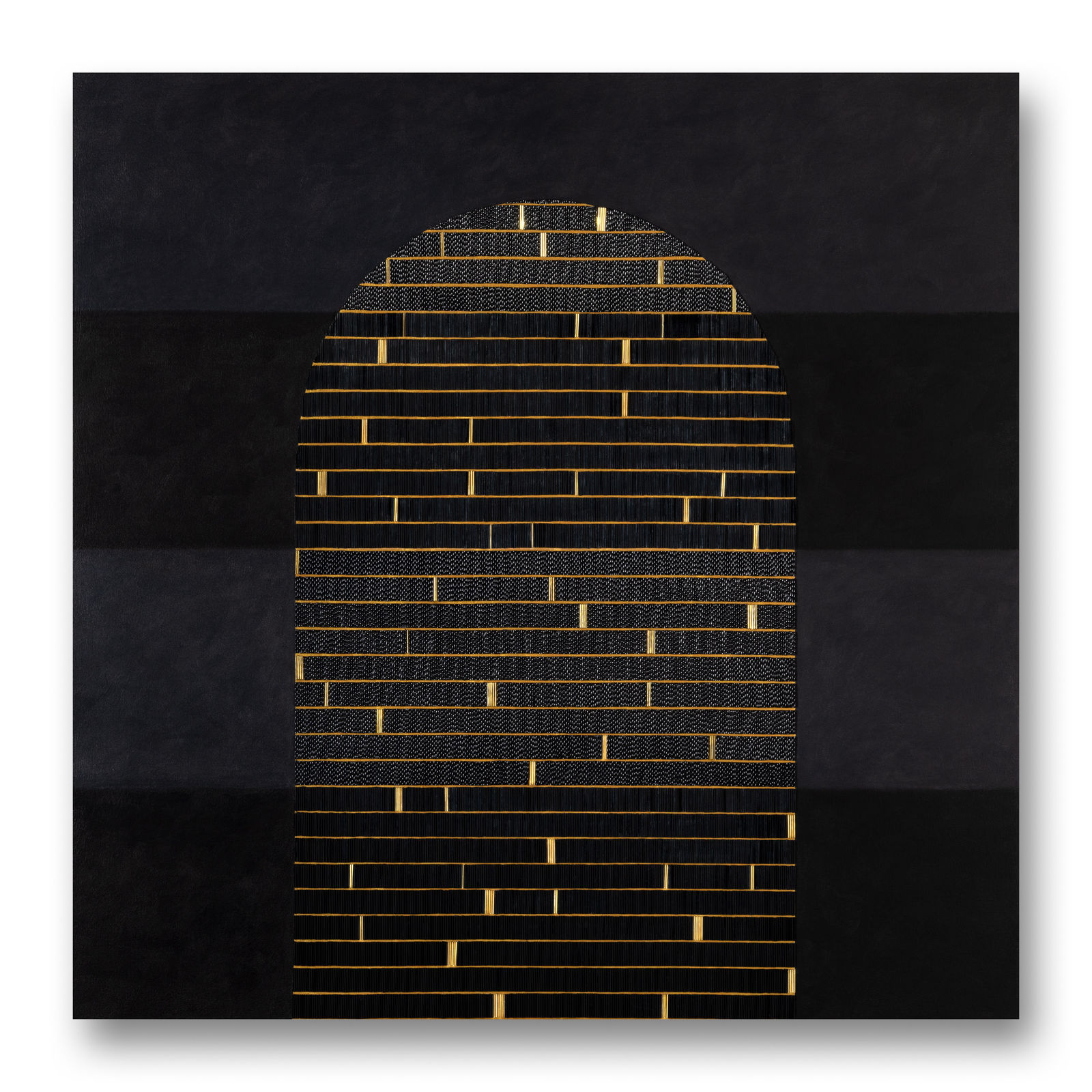 Dyani White Hawk, Untitled (Black and Gold), 2019