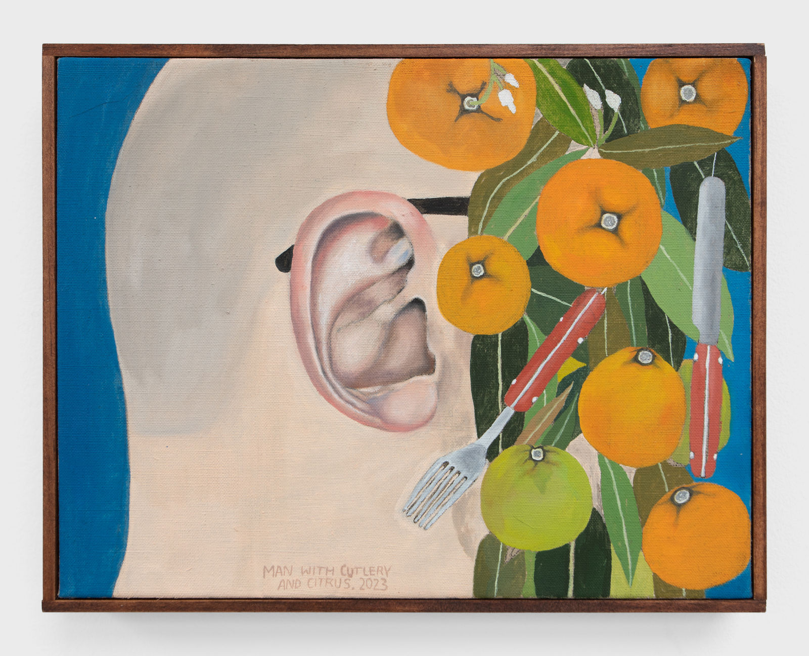 Michael Hilsman, Man With Cutlery And Citrus, 2023