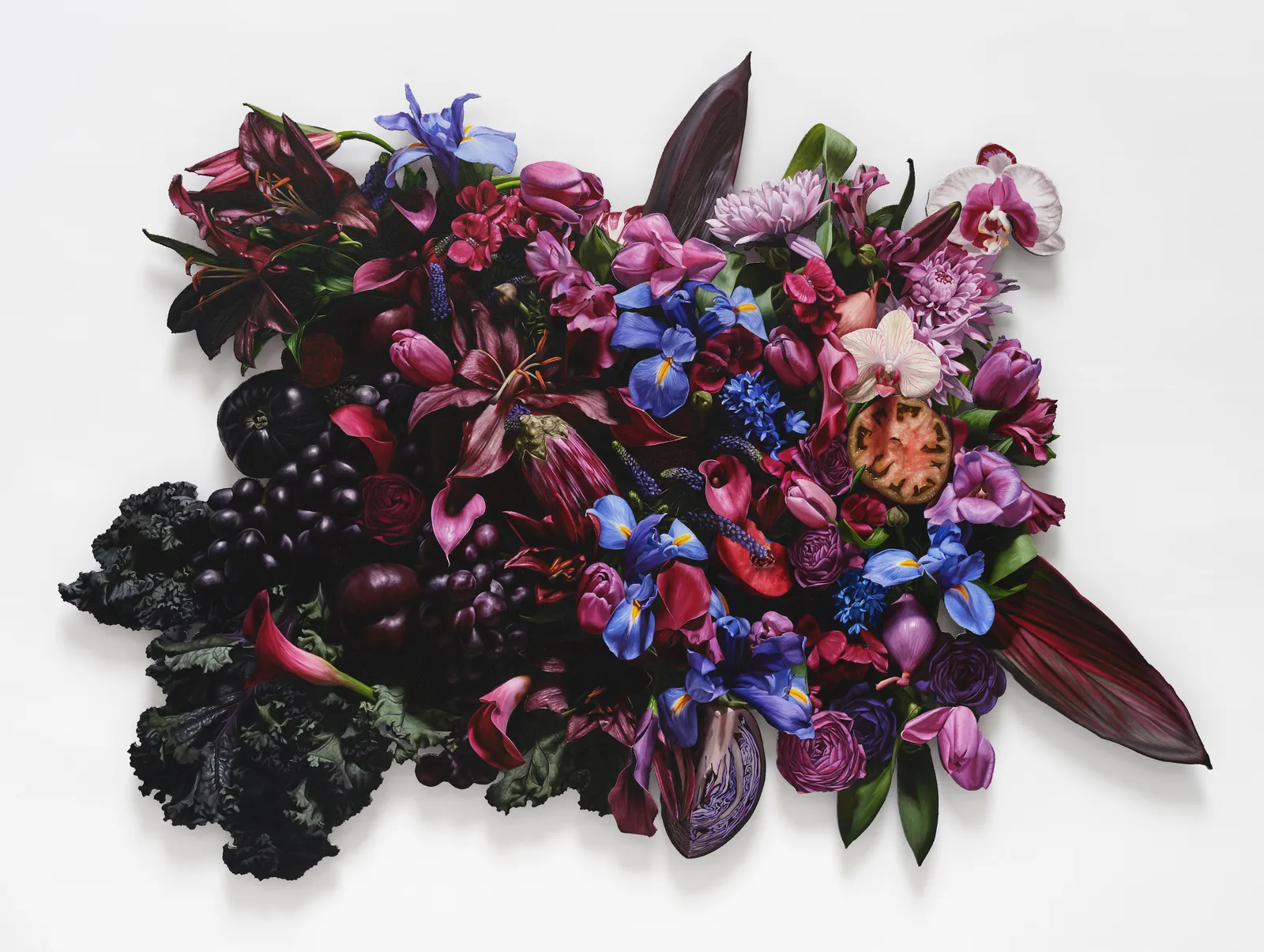 Mason Pott, Color Field [Purple & Crimson} with Kale & Grapes, 2025
