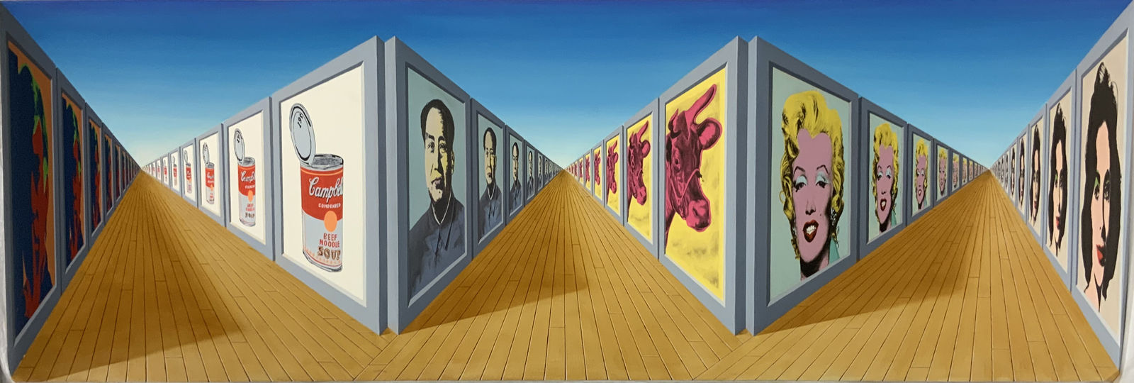 Patrick Hughes, Ad Infinitum (Homage to Warhol), 2004