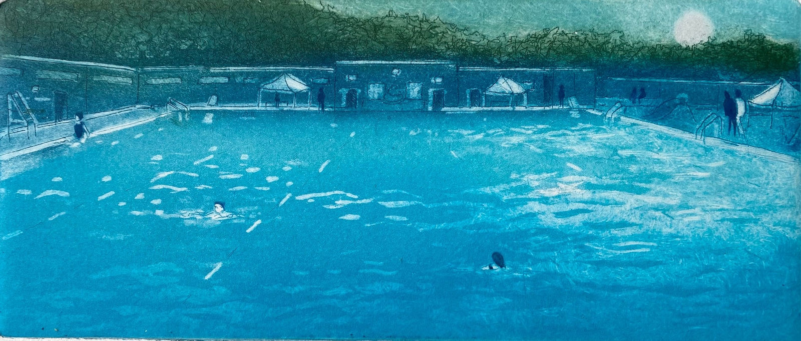 Rebecca Denton, Evening Swim, Parliament Hill Lido