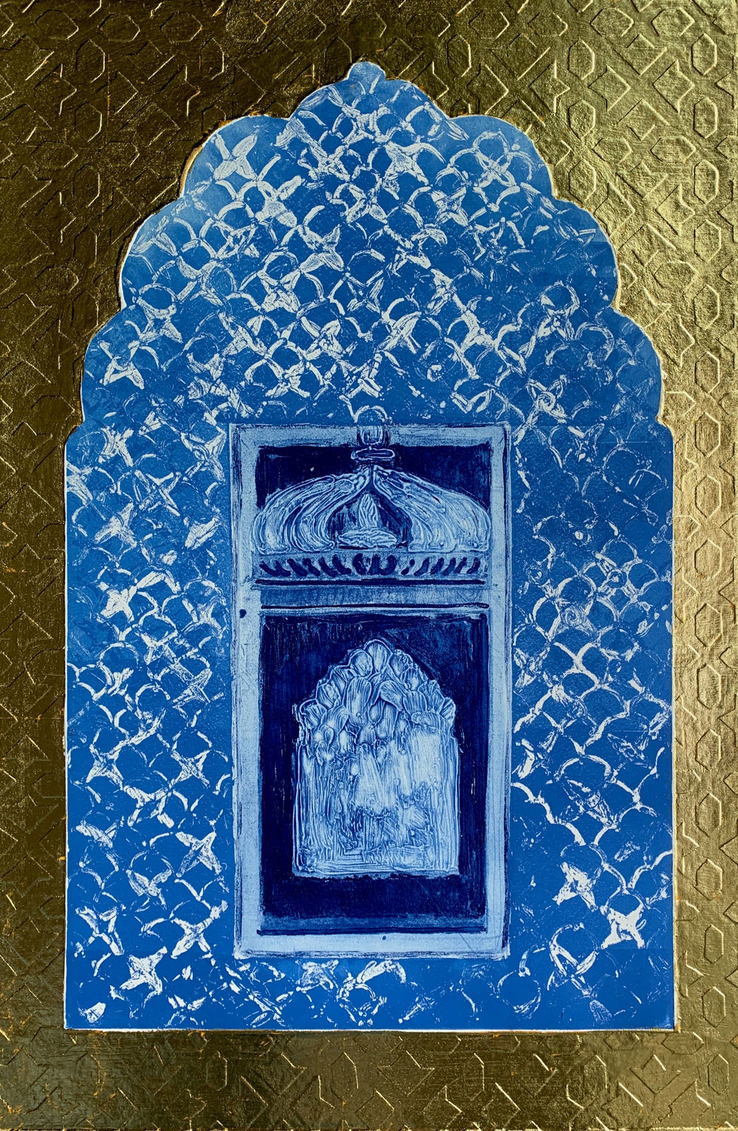 Natasha Kumar, Haveli Window Triptych - Jodpher Blue