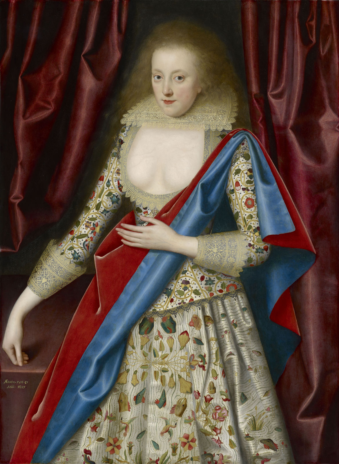 William Larkin (c.1585 - 1619), Jane, Lady Thornhagh (c.1600 – 1661), Painted 1617