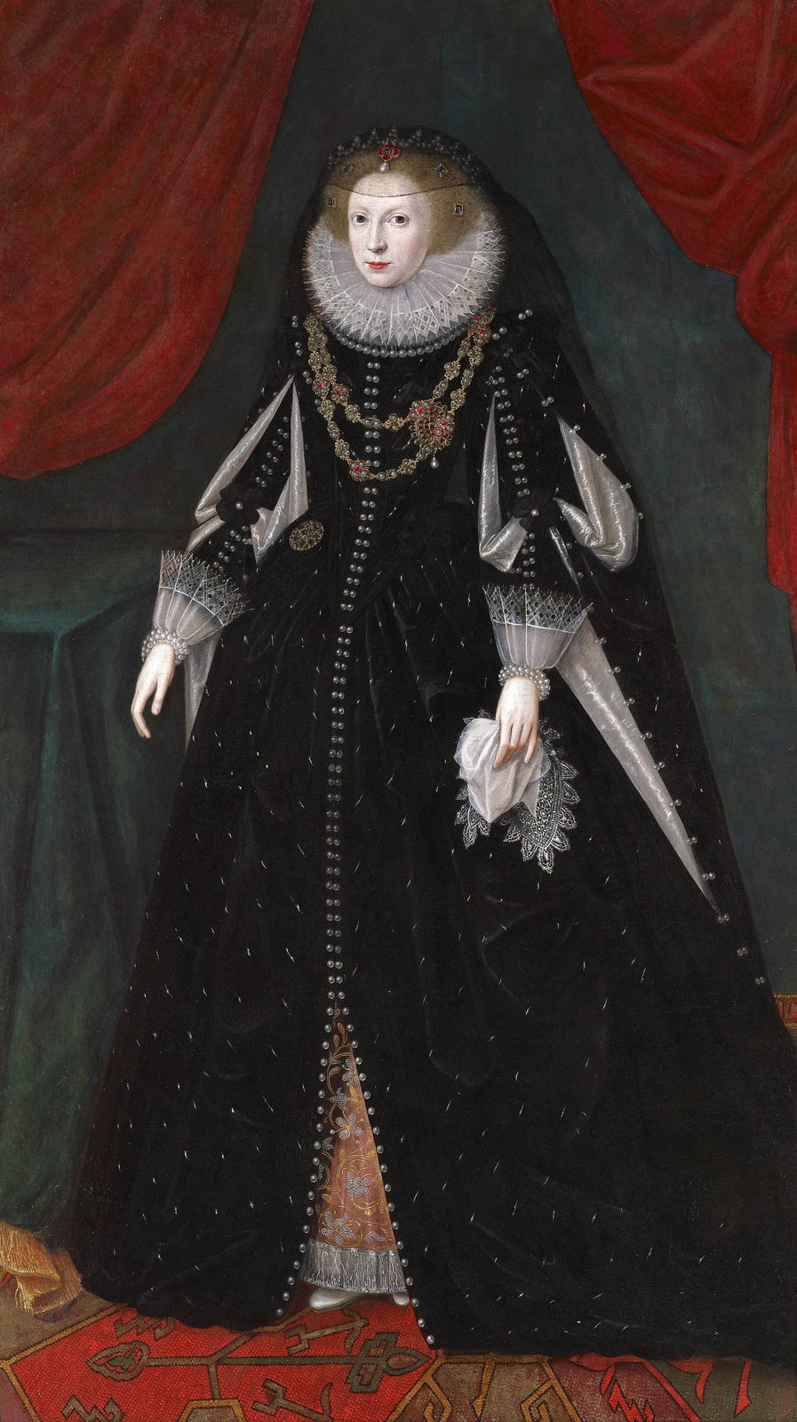 Robert Peake (c.1551 – 1619), An unknown lady, traditionally identified as Eleanor Wortley, Lady Lee, later Lady Manchester , Painted 1615