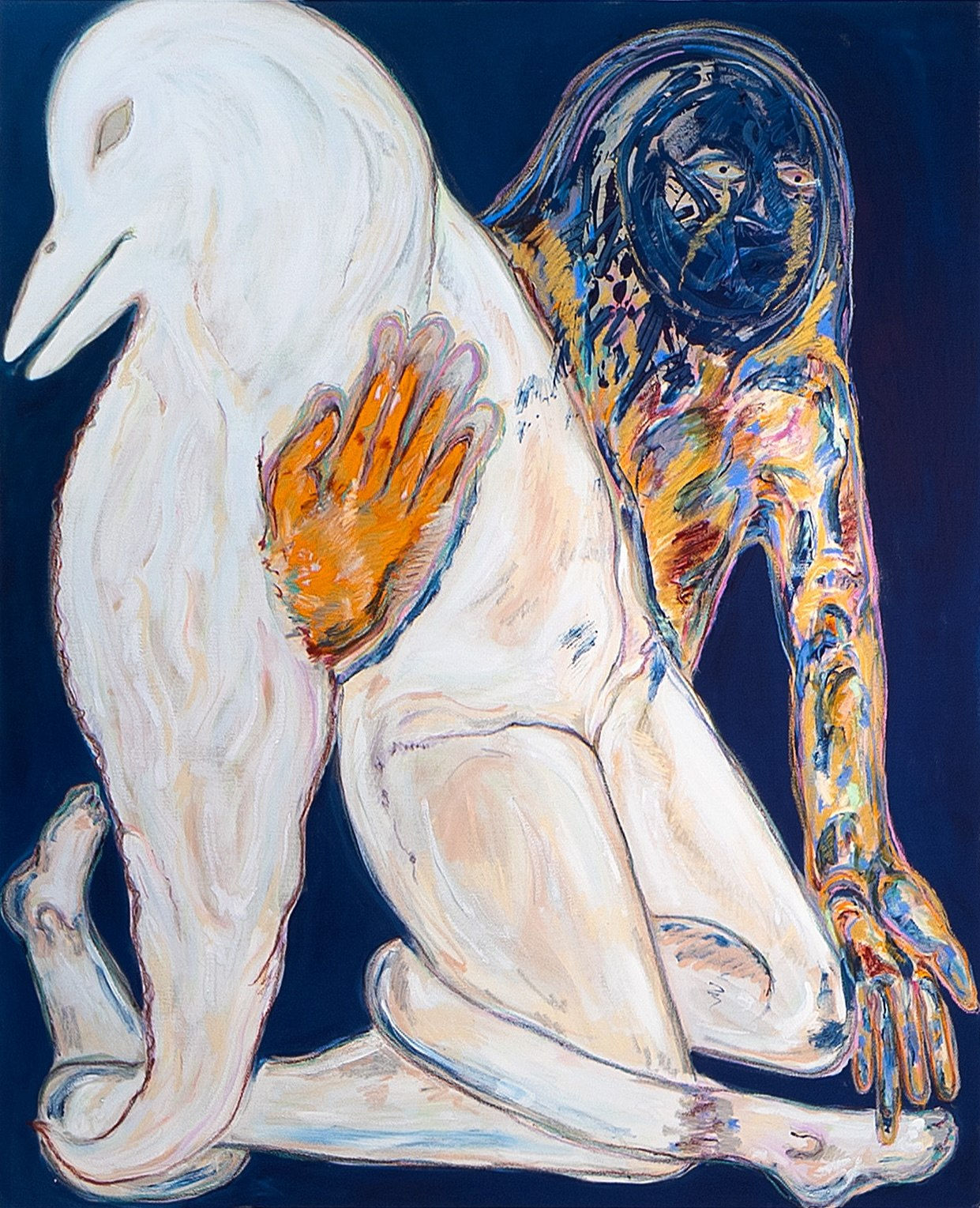 Cécile Guettier, Une pièta pour la mouette – série Plus becquetès d'oiseaux que dès à coudre (a pièta for the seagull – Dinted like a thimble series), 2024