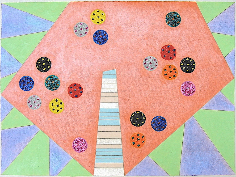 Colorful geometric abstract acrylic painting on paper