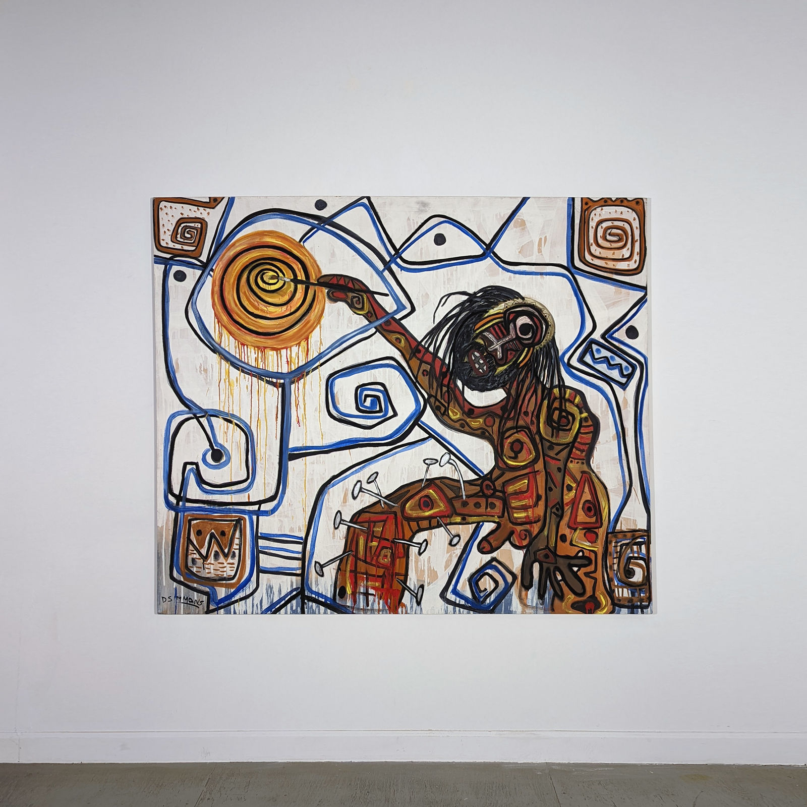 Oil painting on canvas of an artist painting the sun in a 