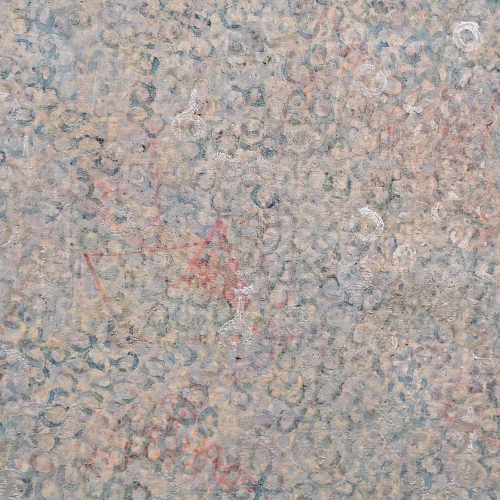 Detail of Abstract painting consisting of small marks covering the entire visual field