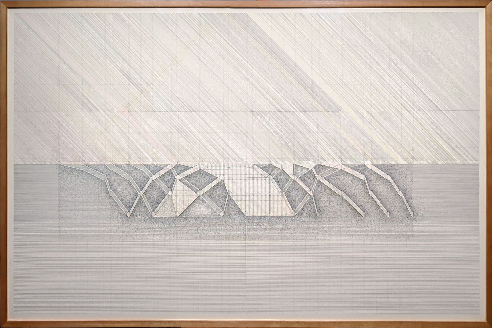 Pencil drawing depicting the depth of an architectural structure