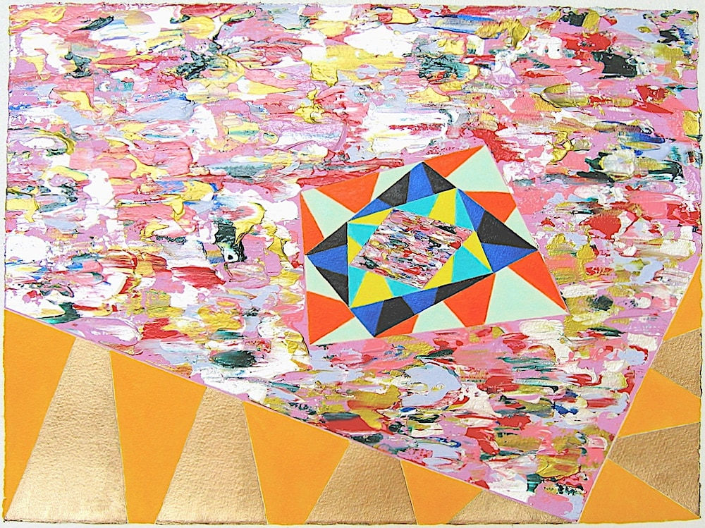 Colorful geometric abstract acrylic painting on paper